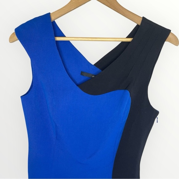 NWOT JAY GODFREY Blue & Black Colorblocked Sheath Dress,‎ Size 4 - Picture 2 of 6